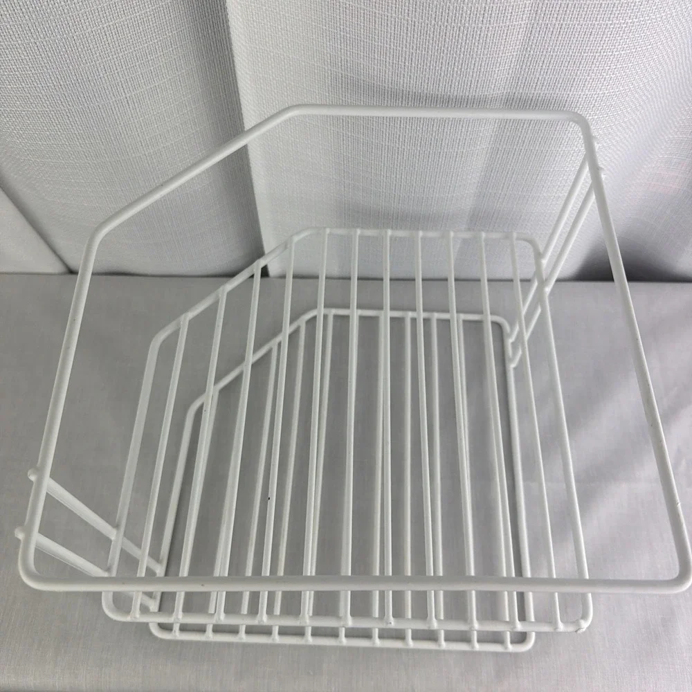 White Metal Corner Shelf Rack, 2-Tier Freestanding Kitchen Organizer Dishes Etc
